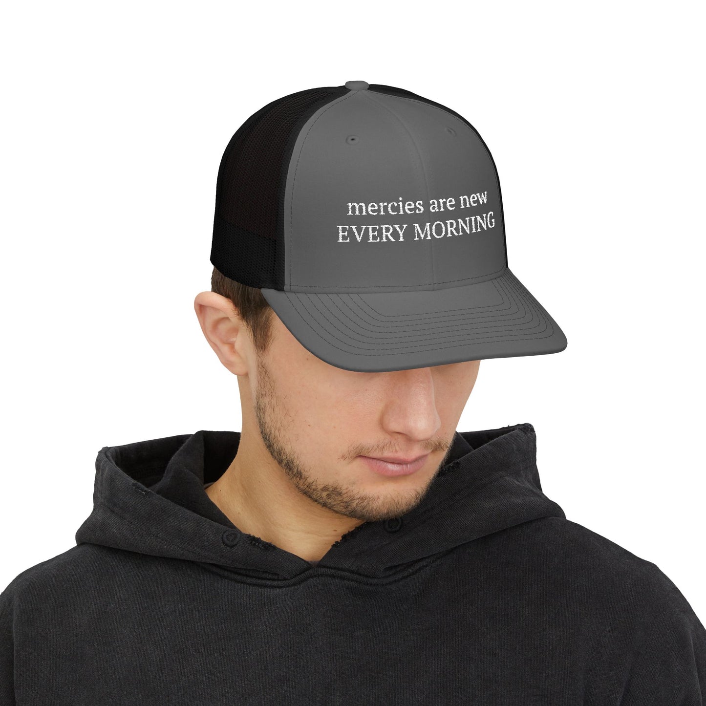 Inspirational Snapback Trucker Cap - "Mercies Are New Every Morning"