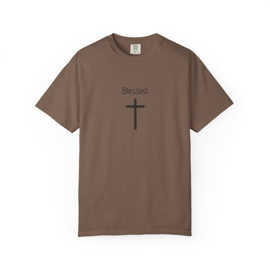 Blessed Unisex Garment-Dyed T-Shirt with Cross Design