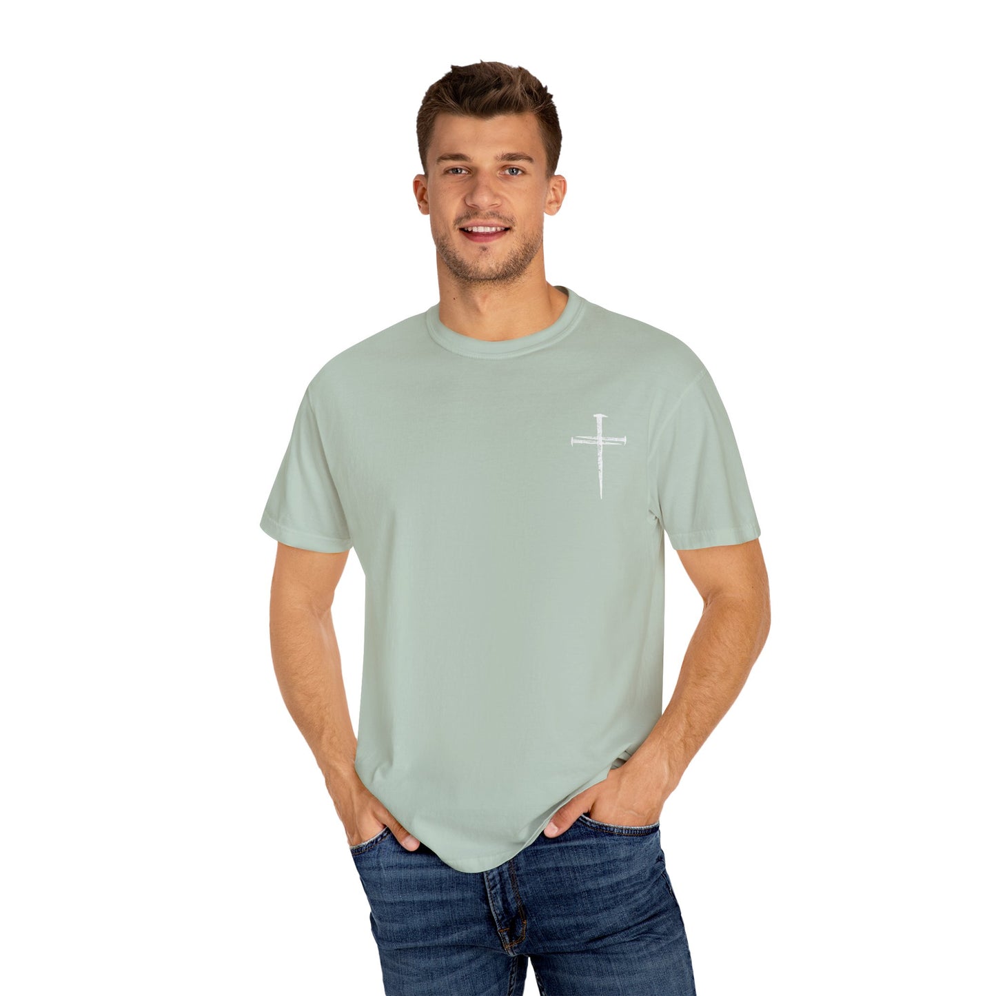Faith-Inspired Unisex Garment-Dyed T-Shirt | 'It Wasn't the Nails...' Design