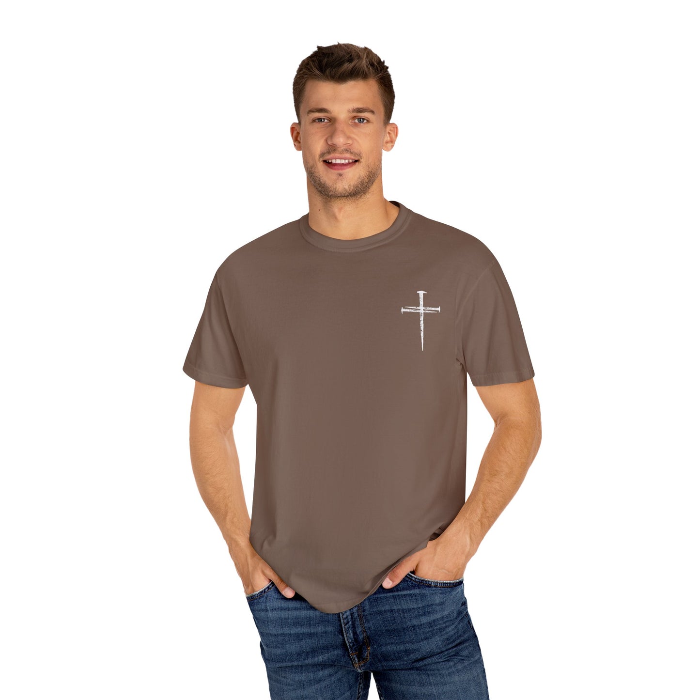 Faith-Inspired Unisex Garment-Dyed T-Shirt | 'It Wasn't the Nails...' Design