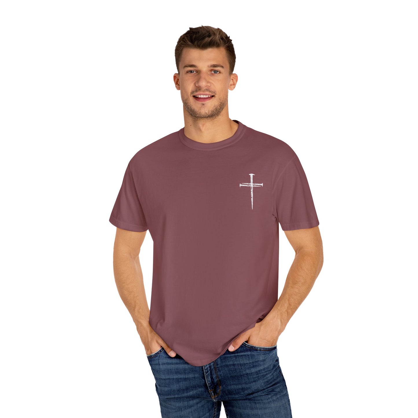 Faith-Inspired Unisex Garment-Dyed T-Shirt | 'It Wasn't the Nails...' Design