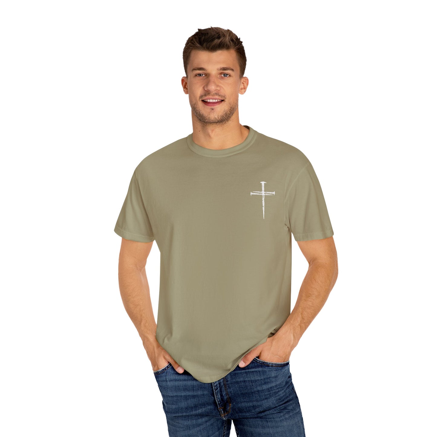 Faith-Inspired Unisex Garment-Dyed T-Shirt | 'It Wasn't the Nails...' Design